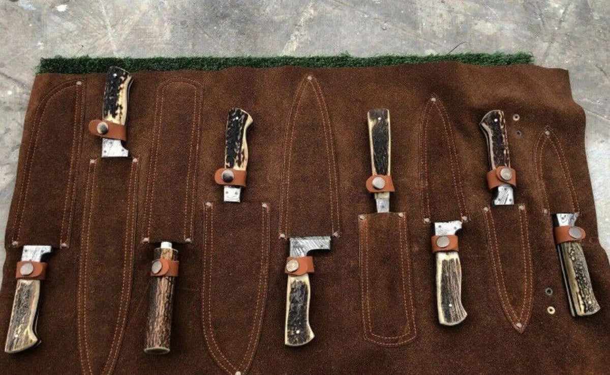 Premium Damascus Steel Butcher Knife Set with Stag Antler Handles – Hunting & BBQ Ready - Unique Blades Runner