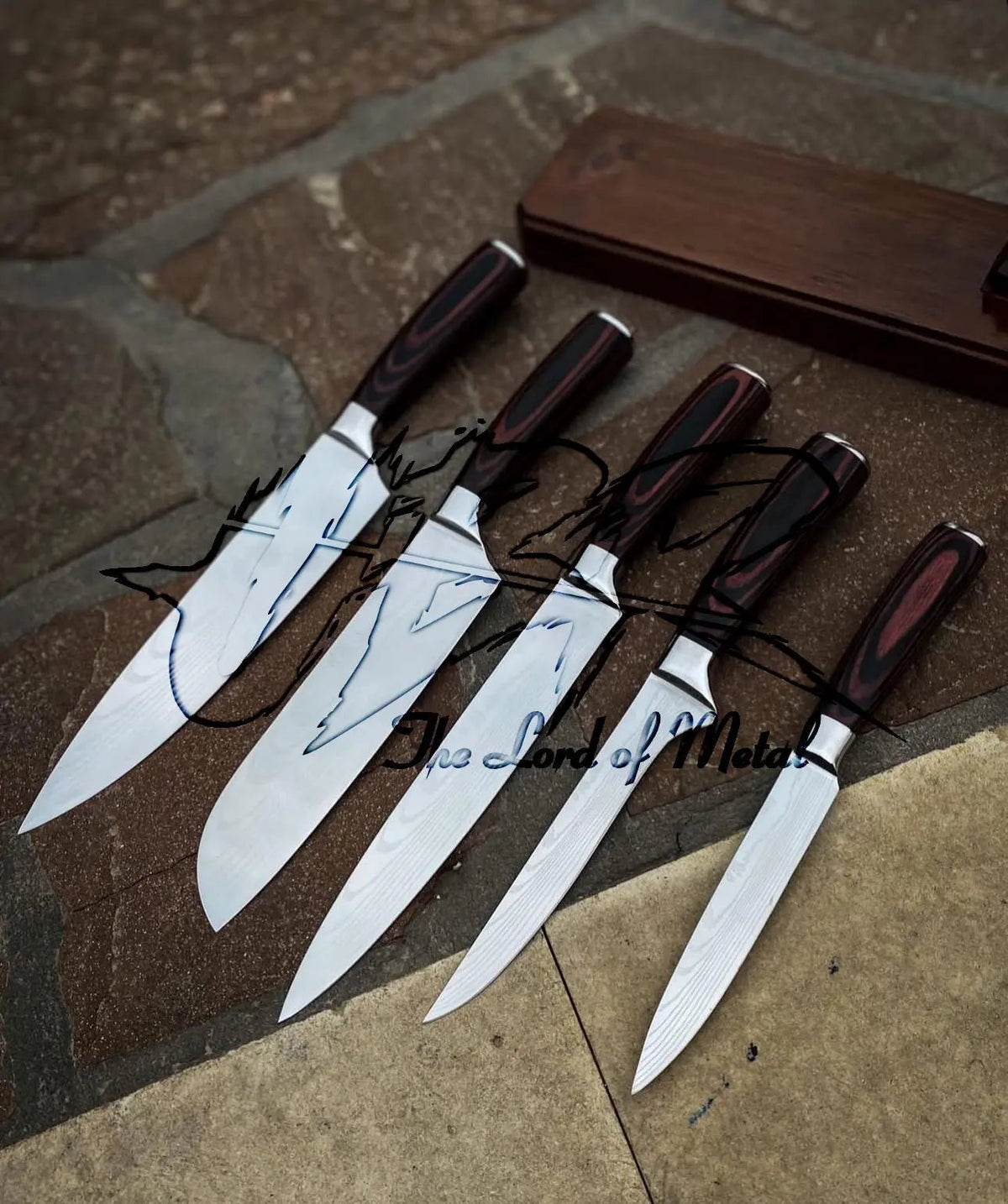 Professional D2 Tool Steel Chef Knife Set with Wood Block – Best Gift - Unique Blades Runner