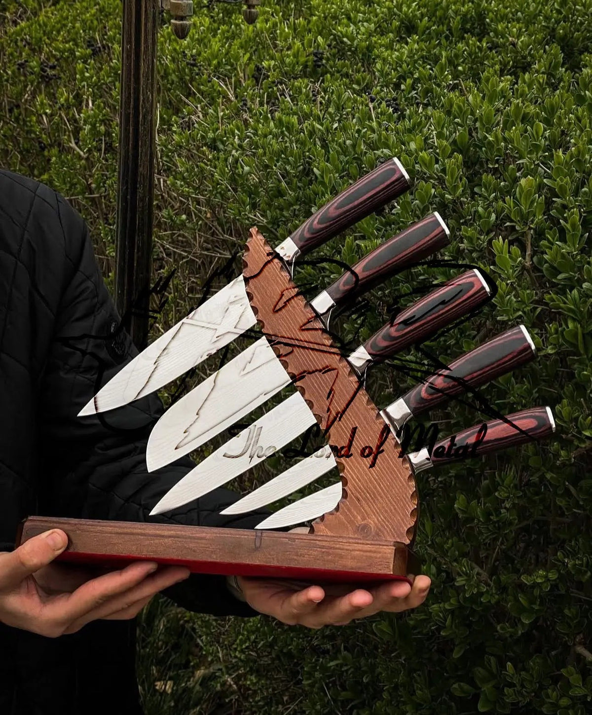 Professional D2 Tool Steel Chef Knife Set with Wood Block – Best Gift - Unique Blades Runner