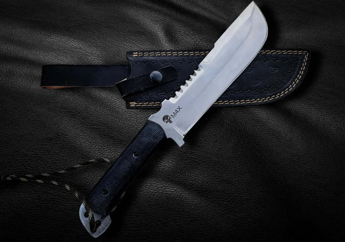 Punisher Knife | Handmade D2 Tool Steel Knife with Sheath - Unique Blades Runner