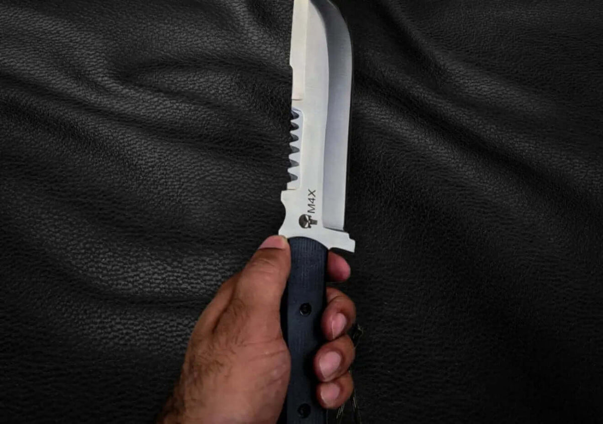 Punisher Knife | Handmade D2 Tool Steel Knife with Sheath - Unique Blades Runner
