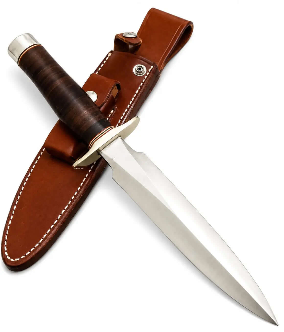 Randall Stiletto Knife – Handmade Fixed Blade with Leather Sheath - Unique Blades Runner