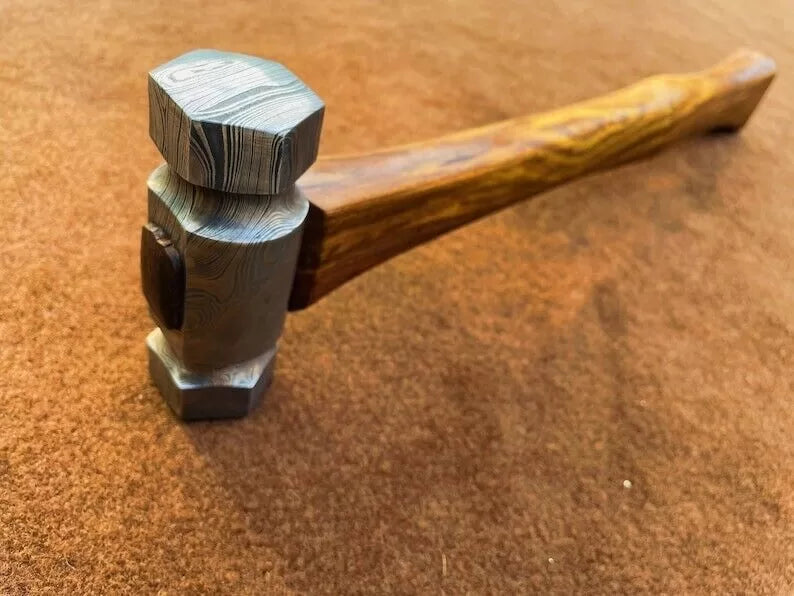 Custom Handmade Damascus Steel Functional Hammer – Unique Collectible Hammer with Cover Unique Blades Runner
