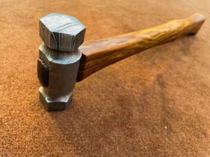 Custom Handmade Damascus Steel Functional Hammer – Unique Collectible Hammer with Cover Unique Blades Runner