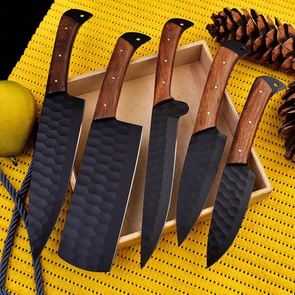 Professional Chef Knife Set – High Carbon Steel with Leather Roll Bag Unique Blades Runner