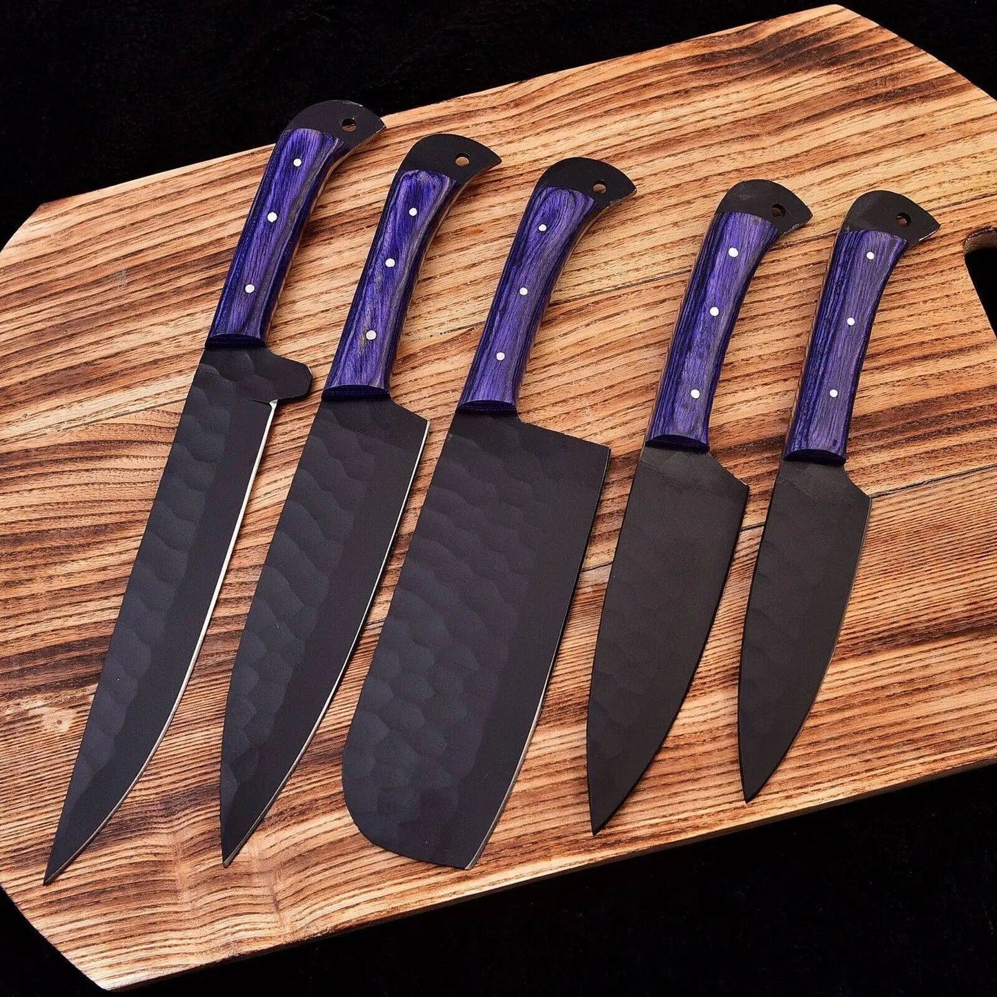 Professional Chef Knives | German Steel | Gift for Him | Handmade Kitchen Set Unique Blades Runner
