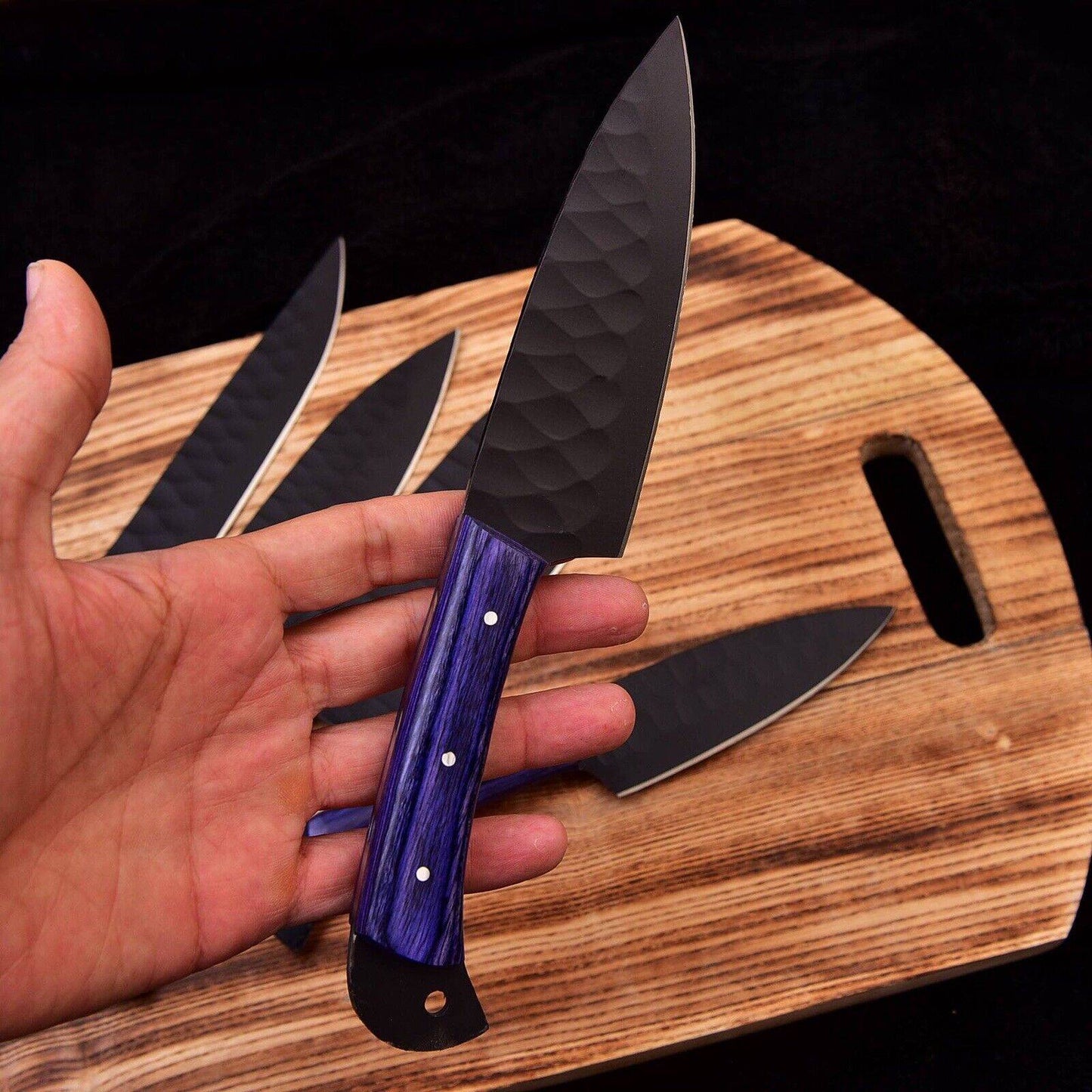 Professional Chef Knives | German Steel | Gift for Him | Handmade Kitchen Set Unique Blades Runner