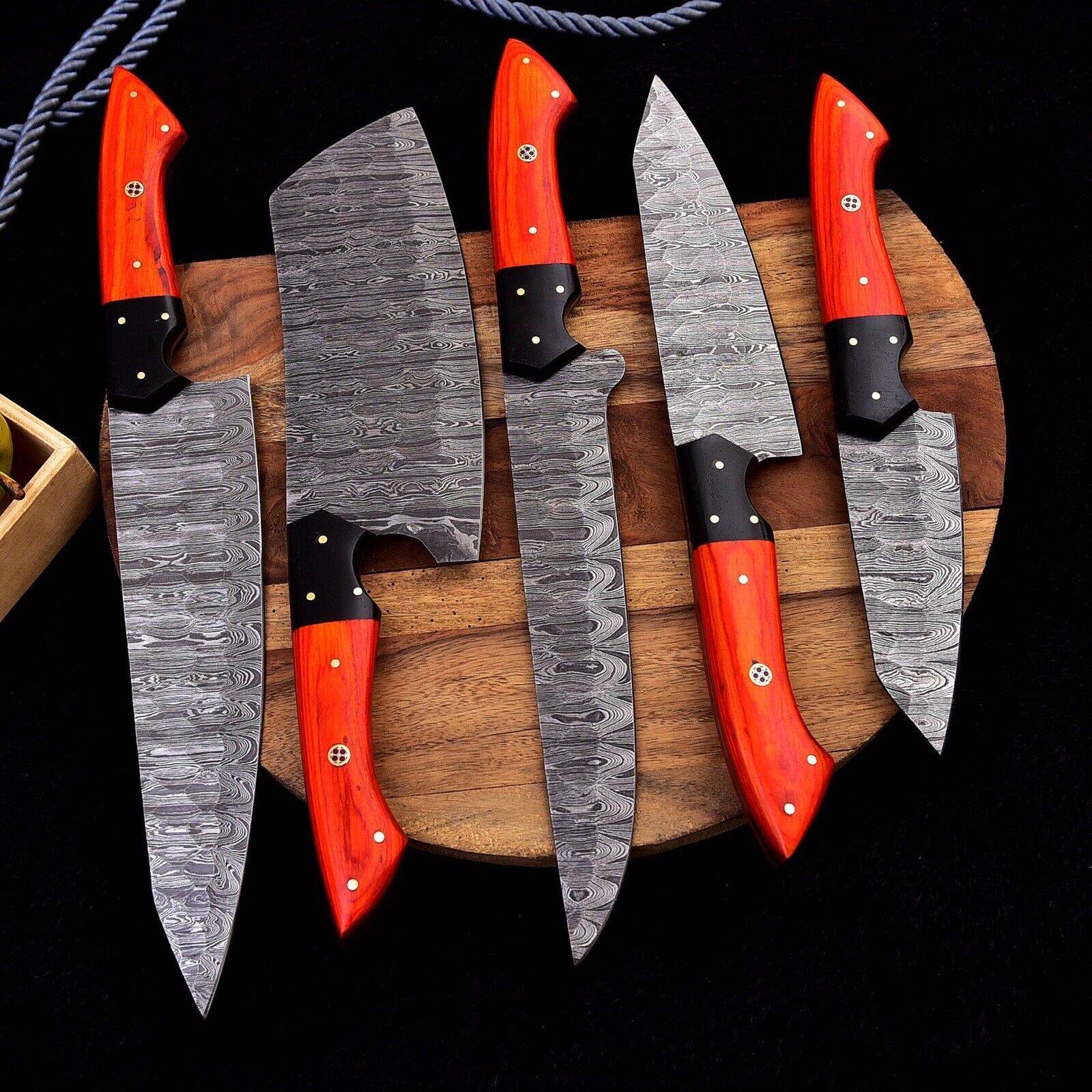 Damascus Chef Knife | Wood Handle | Artisan Kitchen Knife | Perfect Gift for Dad Unique Blades Runner