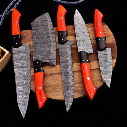 Damascus Chef Knife | Wood Handle | Artisan Kitchen Knife | Perfect Gift for Dad Unique Blades Runner