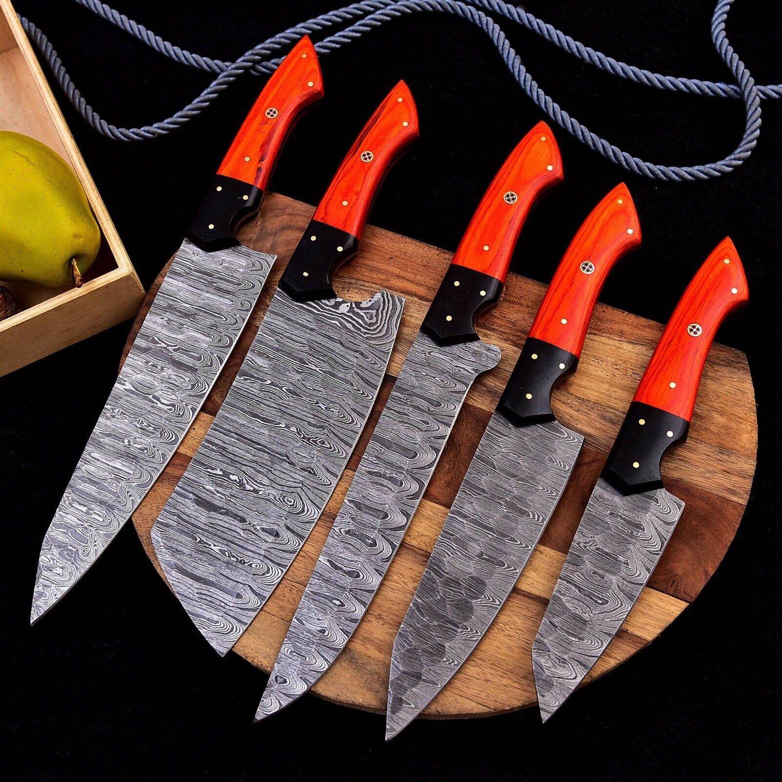Damascus Chef Knife | Wood Handle | Artisan Kitchen Knife | Perfect Gift for Dad Unique Blades Runner