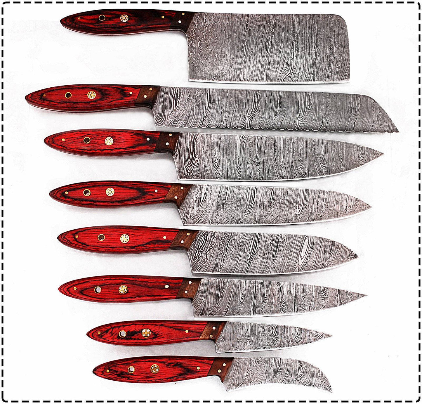 Premium Damascus Kitchen Knife Set – Full Tang Wood Handle – Perfect Father’s Day Gift Unique Blades Runner