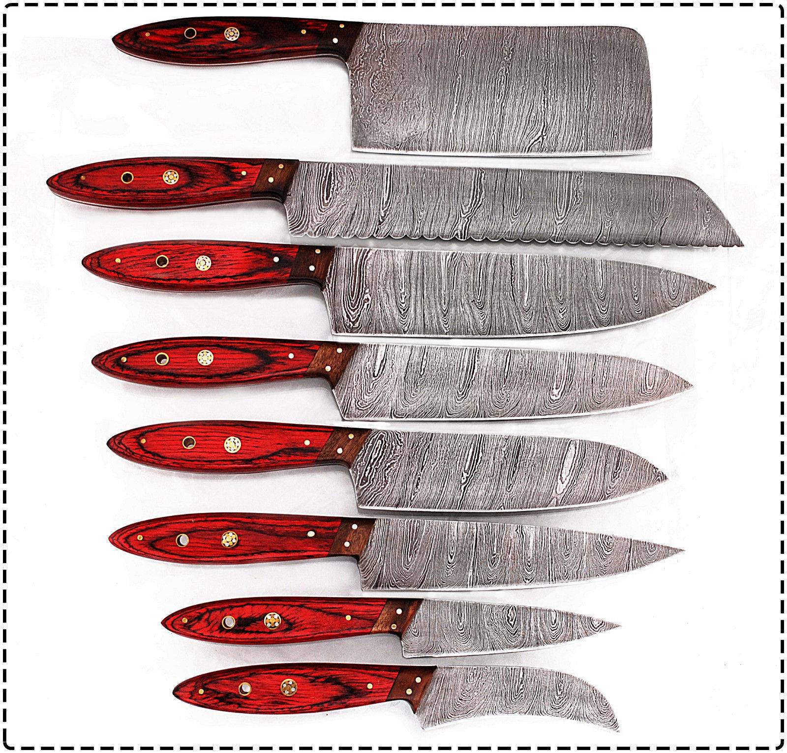 Premium Damascus Kitchen Knife Set – Full Tang Wood Handle – Perfect Father’s Day Gift Unique Blades Runner