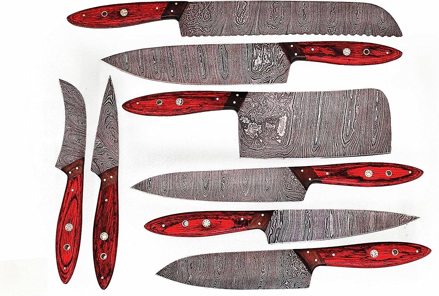 Premium Damascus Kitchen Knife Set – Full Tang Wood Handle – Perfect Father’s Day Gift Unique Blades Runner