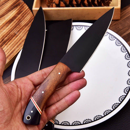 Handmade Chef Knife Set | wood Handle | Wedding Gift | Carbon Steel Unique Blades Runner