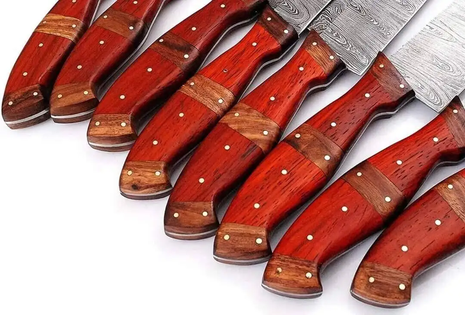 Chef Knife Set – Handmade Damascus Steel Kitchen Knives with Wood Handle Unique Blades Runner
