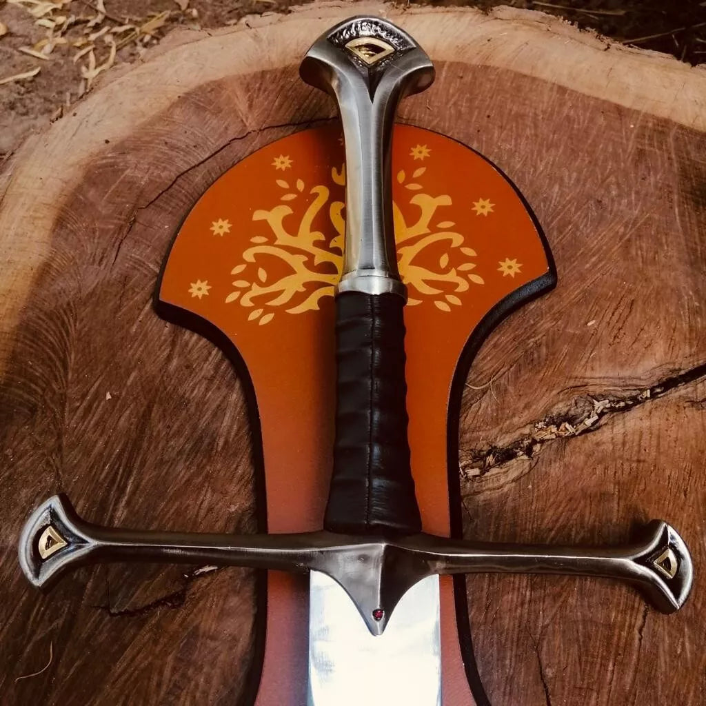 Shard of Narsil Anduril Broken Sword Blade Cosplay Sword with Leather Sheath & Plaque Unique Blades Runner