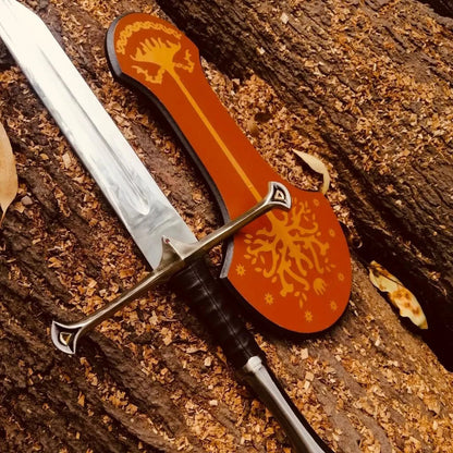 Shard of Narsil Anduril Broken Sword Blade Cosplay Sword with Leather Sheath & Plaque Unique Blades Runner