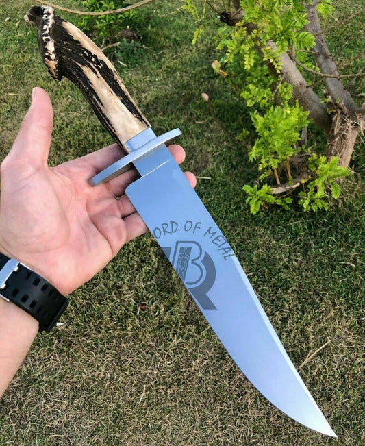 UBR Custom Handmade D2 Tool Steel Bowie Knife with Stag Horn Handle – Best Gift