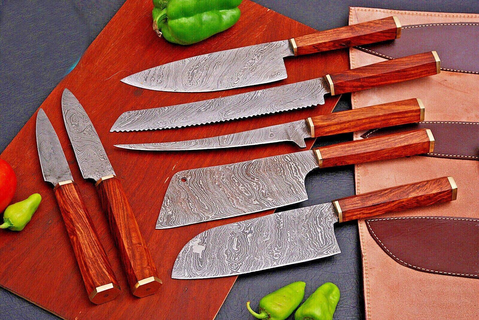 Japanese Chef Knives – Damascus Steel Set with Wood Handles | Gift for Chef Unique Blades Runner