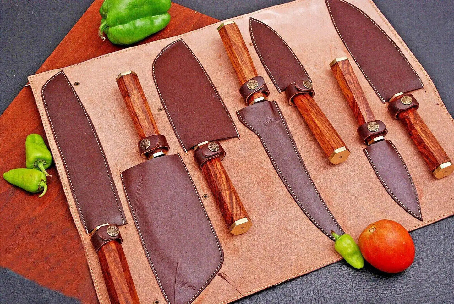 Japanese Chef Knives – Damascus Steel Set with Wood Handles | Gift for Chef Unique Blades Runner
