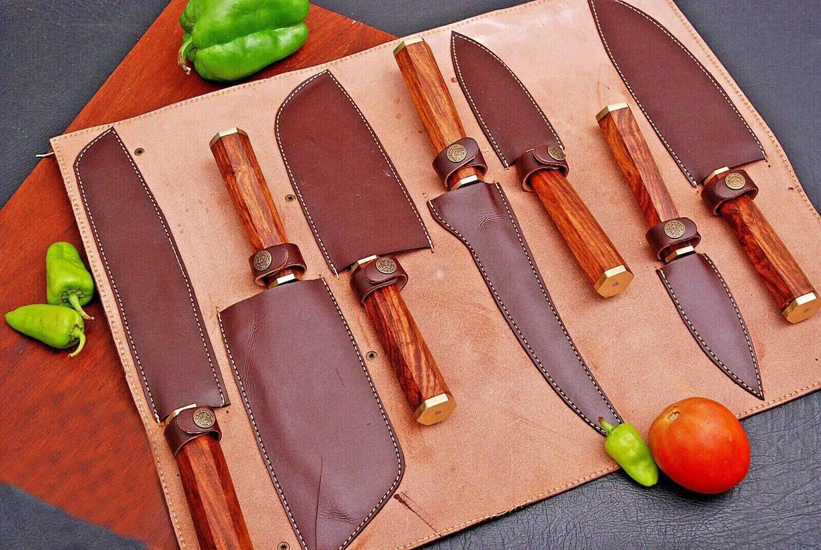 Japanese Chef Knives – Damascus Steel Set with Wood Handles | Gift for Chef Unique Blades Runner