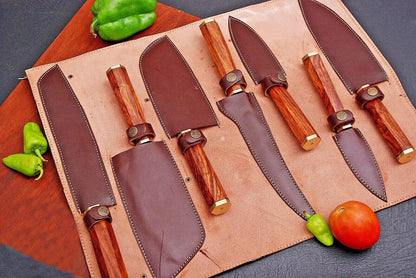 Japanese Chef Knives – Damascus Steel Set with Wood Handles | Gift for Chef Unique Blades Runner