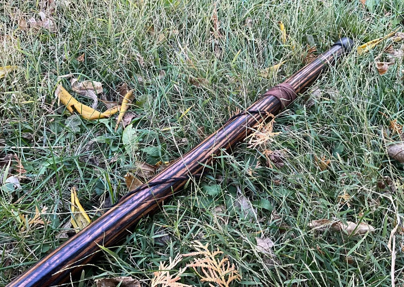 62" Handmade Bear Berserker Quarterstaff Solid Oak Walking Stick - Hand-Painted Unique Blades Runner