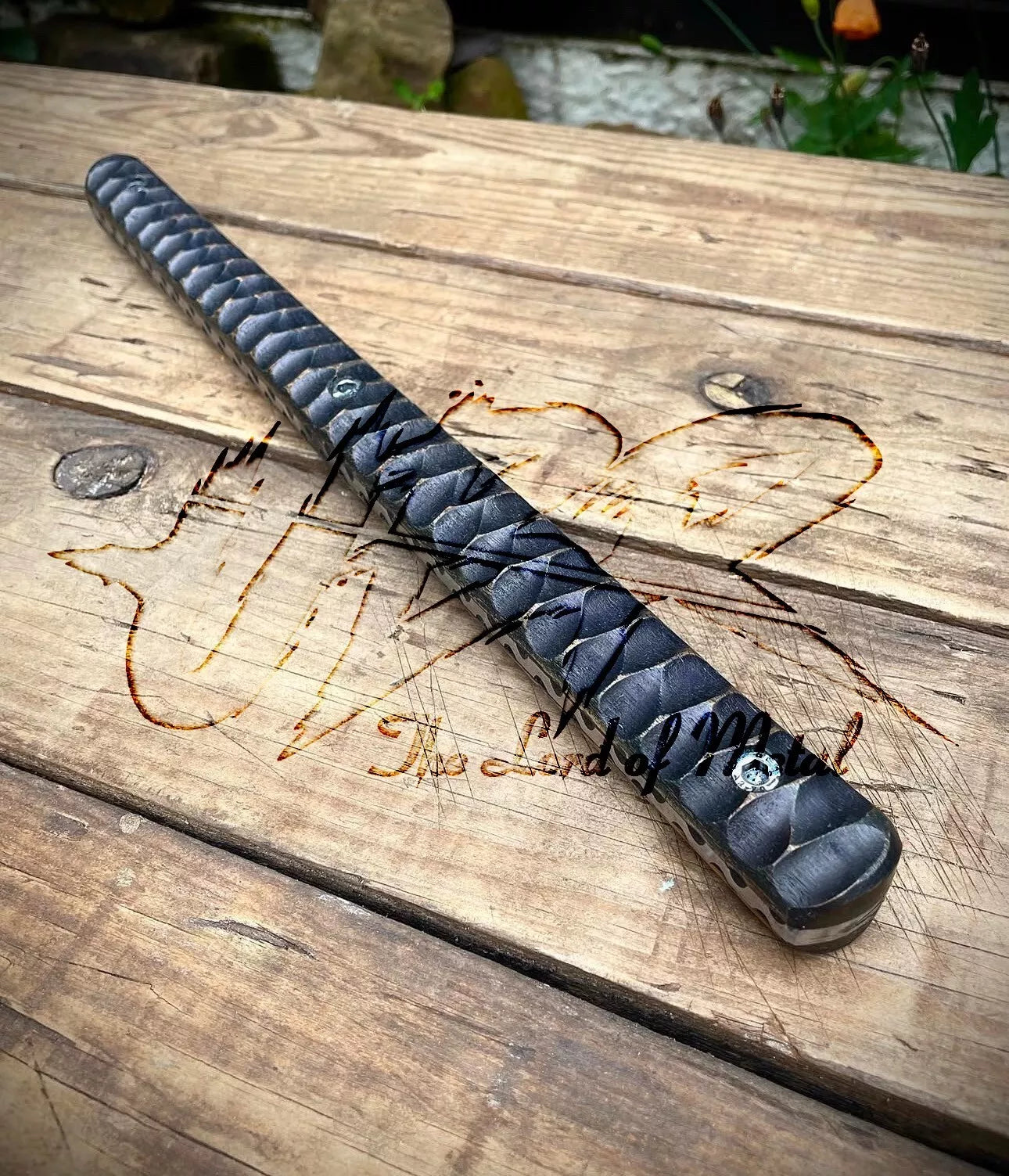 Handmade Steel & Wood Tire Thumper | 12” Trucker Knocking Stick Tool Unique Blades Runner