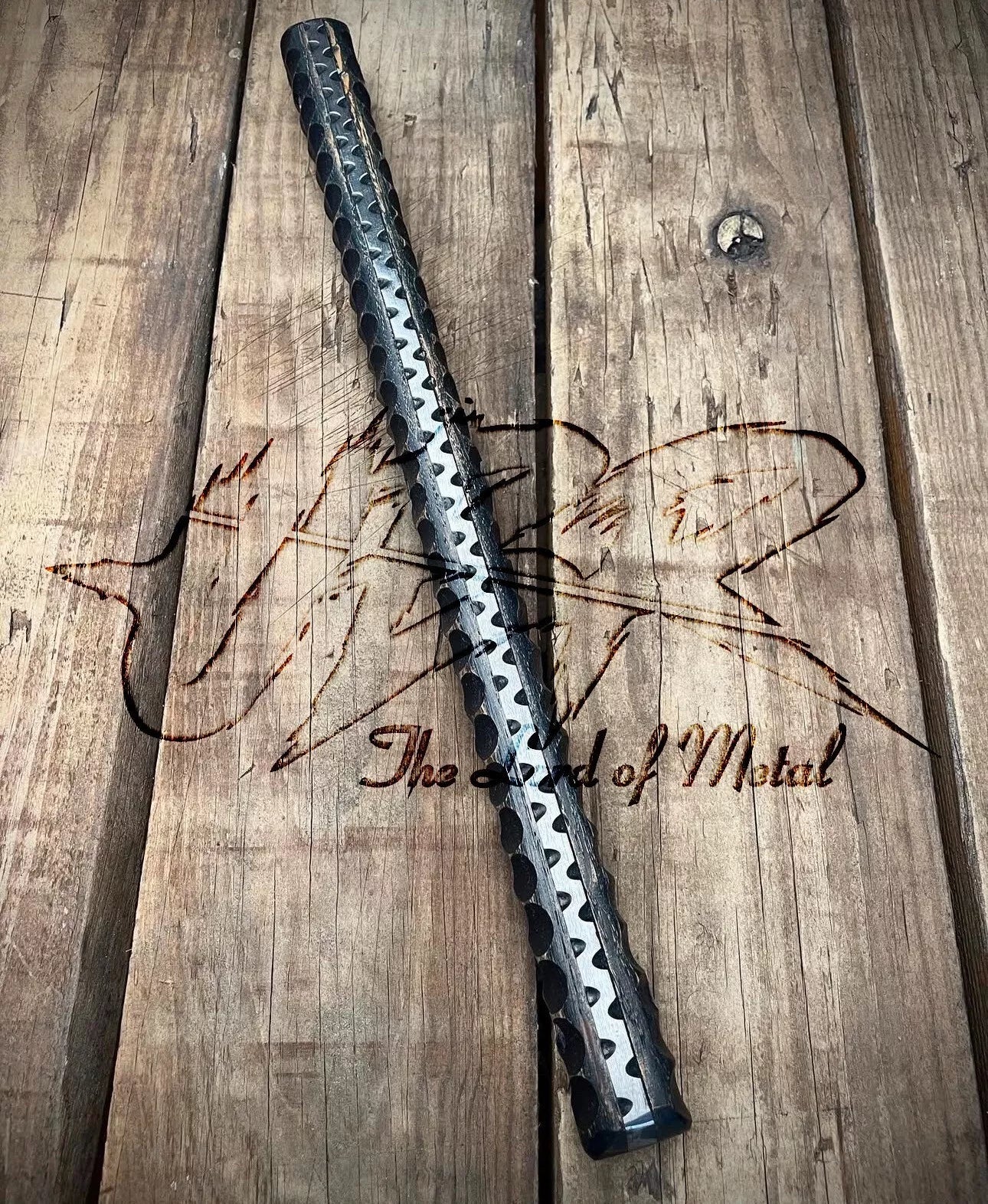 Handmade Steel & Wood Tire Thumper | 12” Trucker Knocking Stick Tool Unique Blades Runner