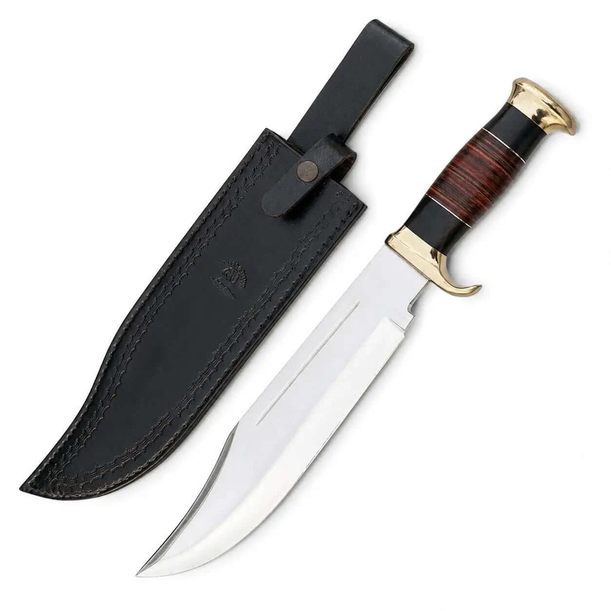 Set of 2 Crocodile Dundee Knife - D2 Tool Steel With Stacked Leather - Unique Blades Runner