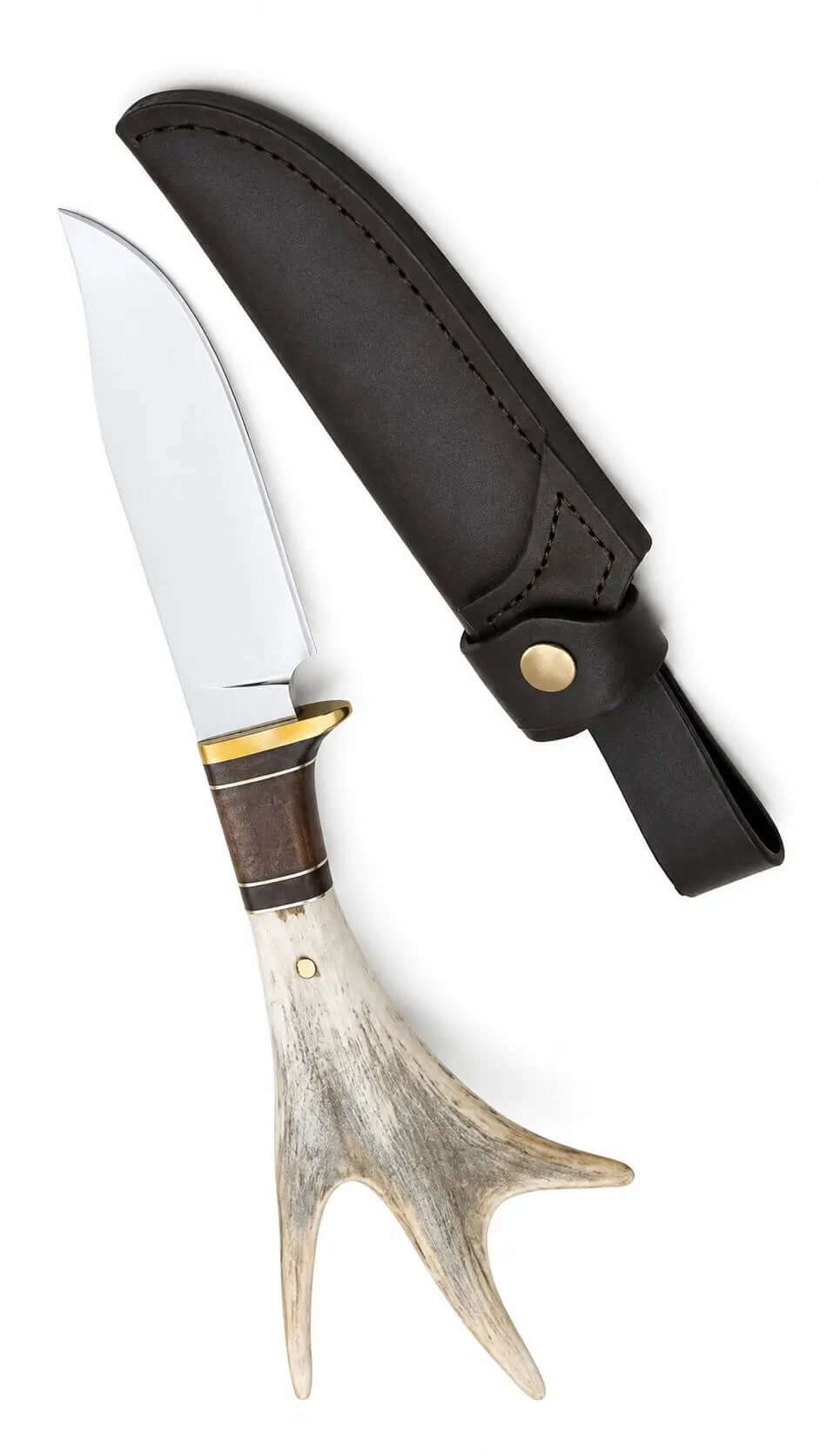 Stag Handle Hunting Knife – Handmade Fixed Blade with Leather Sheath - Unique Blades Runner