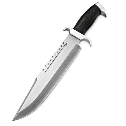 Survival Bowie Knife – Handmade Large Sawback Fixed Blade with Black Handle - Unique Blades Runner