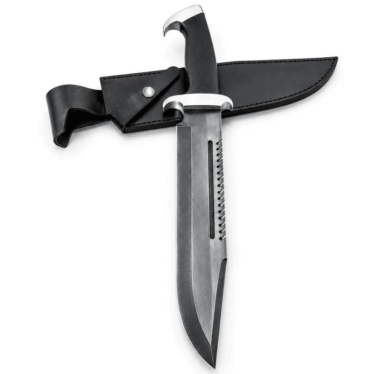 Survival Bowie Knife – Handmade Large Sawback Fixed Blade with Black Handle - Unique Blades Runner