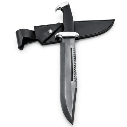 Survival Bowie Knife – Handmade Large Sawback Fixed Blade with Black Handle - Unique Blades Runner
