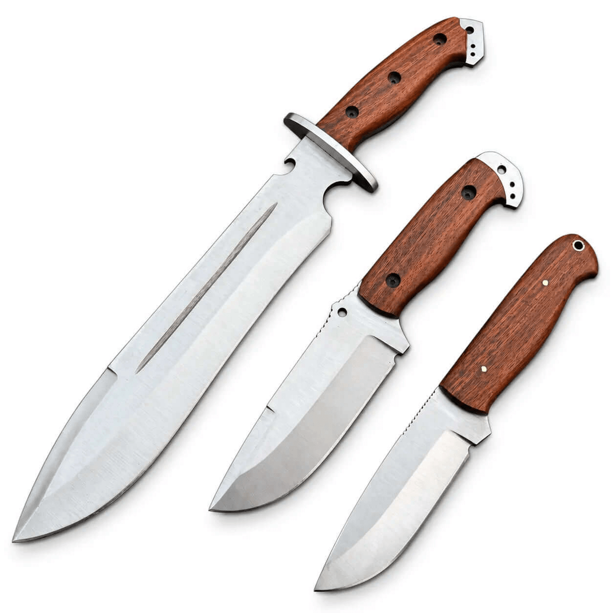 Survival Knives Set – 3 Piece Fixed Blade Knives with Leather Sheaths - Unique Blades Runner