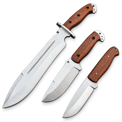 Survival Knives Set – 3 Piece Fixed Blade Knives with Leather Sheaths - Unique Blades Runner