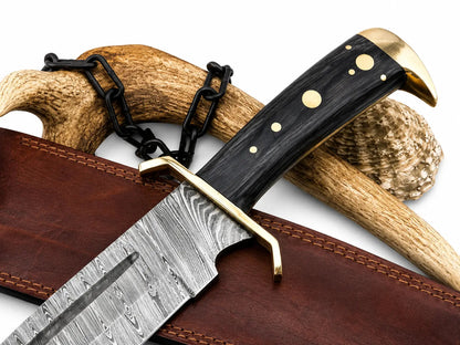 Timber Rattler Bowie Knife – Damascus Steel with Wood Handle - Unique Blades Runner