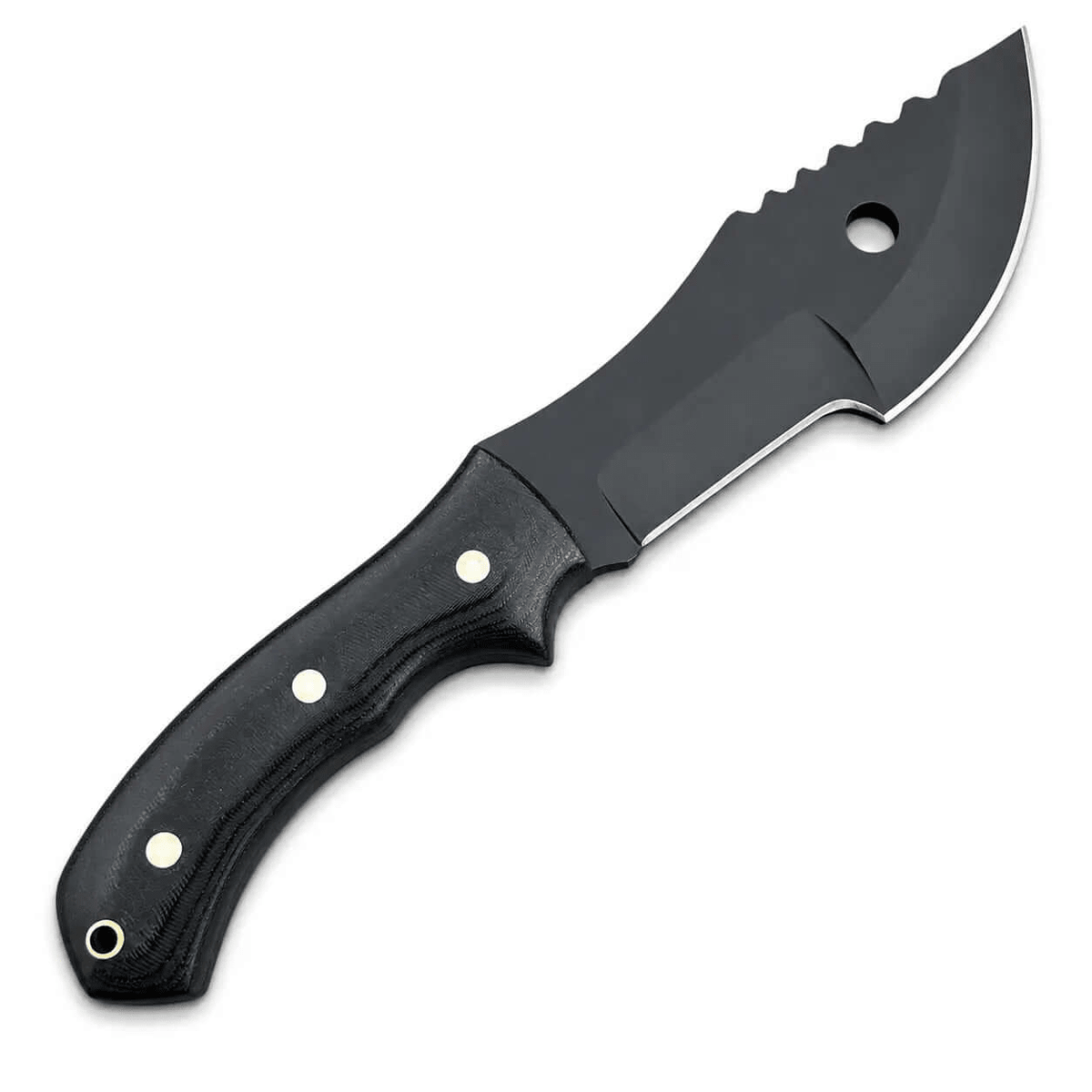 Tracker Knife – Full Tang Curved Blade with Black Micarta Handle - Unique Blades Runner