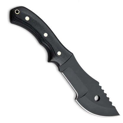 Tracker Knife – Full Tang Curved Blade with Black Micarta Handle - Unique Blades Runner