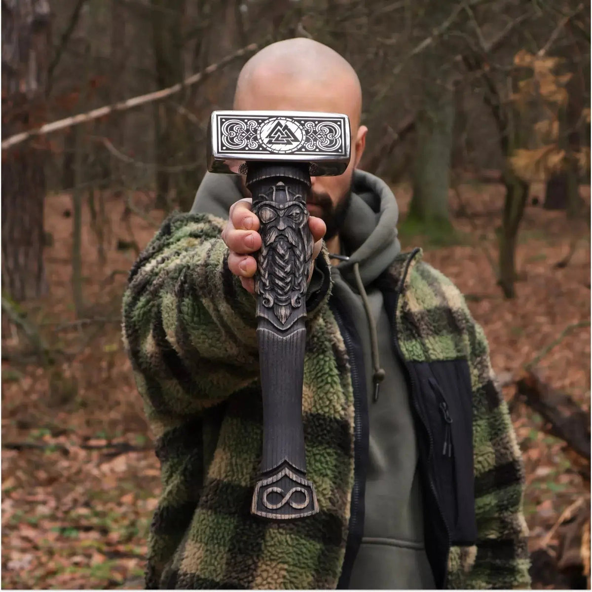 Viking Hammer Valknut Odin Hand Forged Carbon Steel Norse Mythology 13.3 - Unique Blades Runner