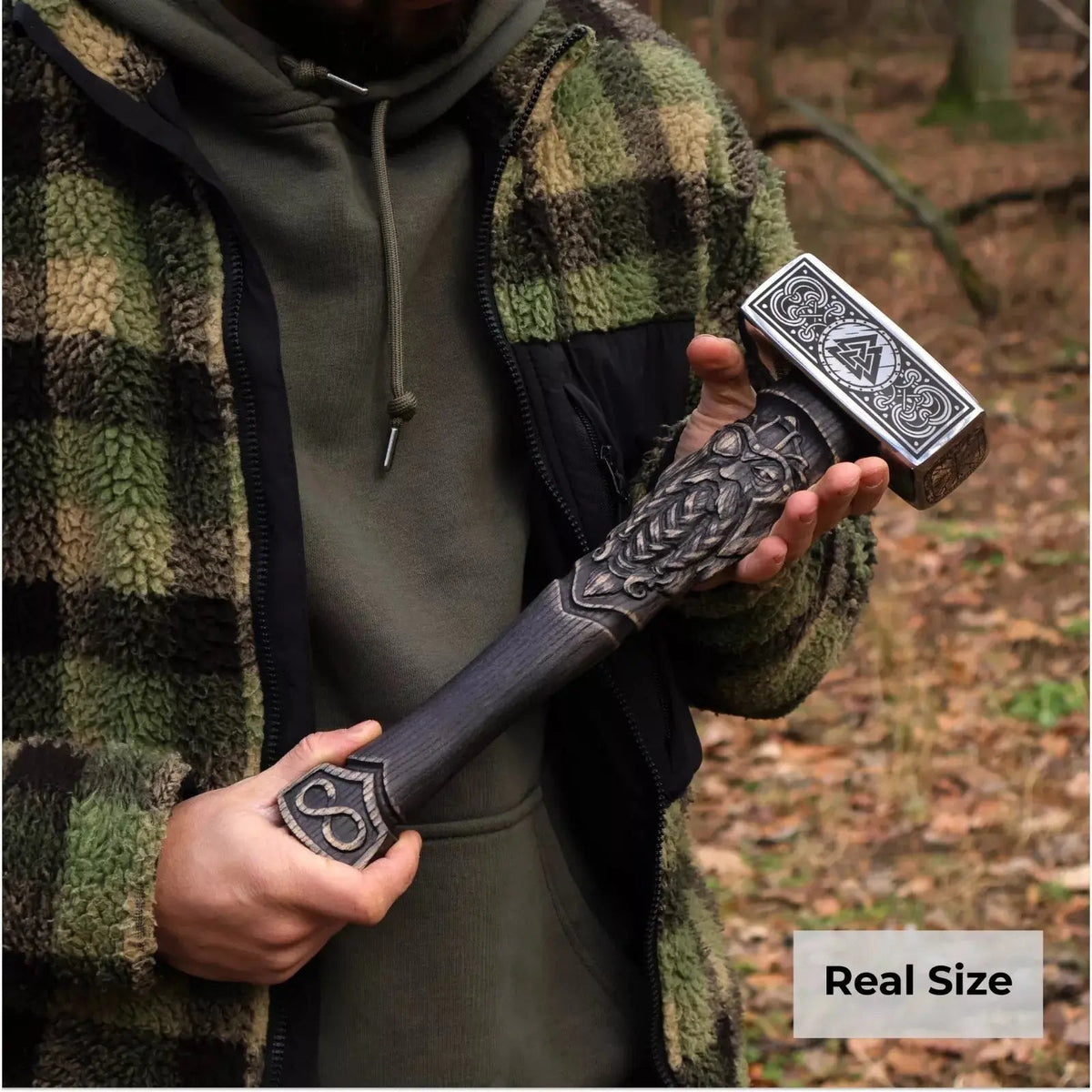 Viking Hammer Valknut Odin Hand Forged Carbon Steel Norse Mythology 13.3 - Unique Blades Runner