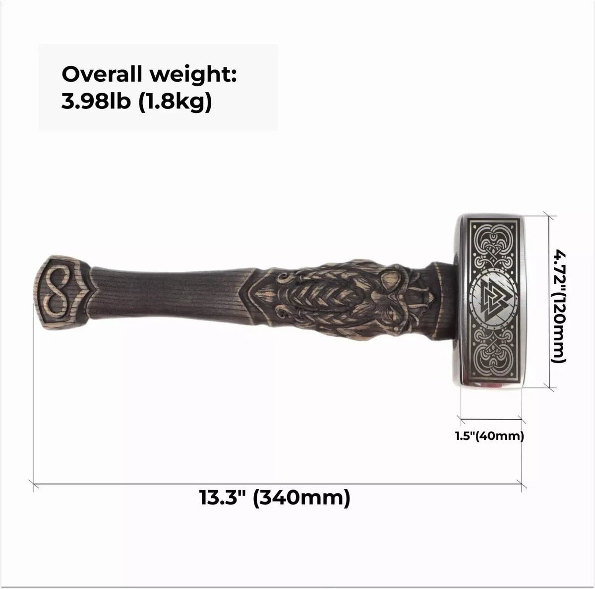 Viking Hammer Valknut Odin Hand Forged Carbon Steel Norse Mythology 13.3 - Unique Blades Runner