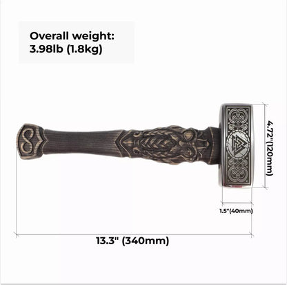 Viking Hammer Valknut Odin Hand Forged Carbon Steel Norse Mythology 13.3 - Unique Blades Runner