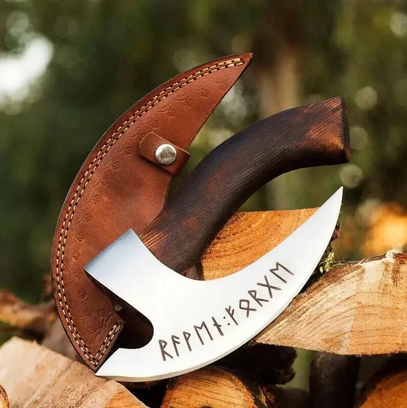 Viking Style Pizza Cutter Axe – Handmade Pizza Cutter | Best Gift for Him, Birthday & Anniversary | Includes Leather Sheath - Unique Blades Runner